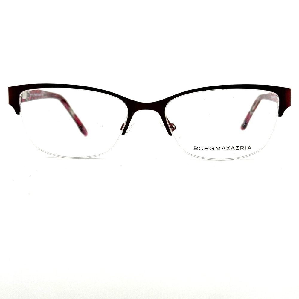 BCBG Maxazria Cat Eye Half Rim Frame‎ Eyeglasses Kana Wine 53 17 135 H13444